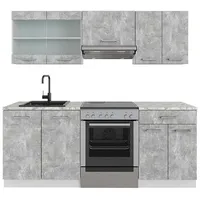 Vicco Küchenzeile R-Line 200 cm Beton/Weiß