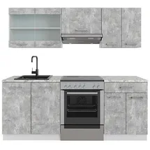 Vicco Küchenzeile R-Line 200 cm Beton/Weiß