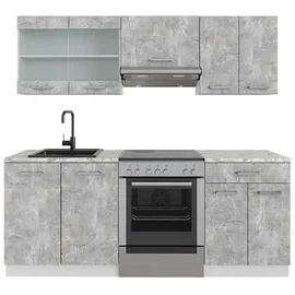 Vicco Küchenzeile R-Line 200 cm Beton/Weiß