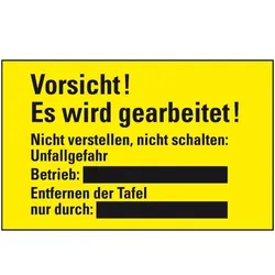 Schild I Schultafellack-Schild Vorsicht! Es wird ...!, gelb/schwarz, Magnetfolie, 300x200mm