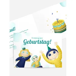 Geburtstagseinladung selbst gestalten mit Spruch und Fotos im Onlinedesigner bei Meine-Kartenmanufaktur.de