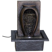 Zimmerbrunnen Tischbrunnen mit LED Beleuchtung Springbrunnen Raumbefeuchter Brunnen Geschenk (21x19x27cm Zen oval)