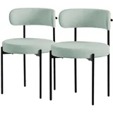 ML-Design Esszimmerstuhl Teddystoff grün 2er Set