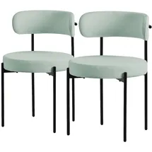 ML-Design Esszimmerstuhl Teddystoff grün 2er Set