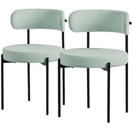 ML-Design Esszimmerstuhl Teddystoff grün 2er Set