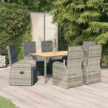 vidaXL Garten-Essgruppe 7-tlg. Grau