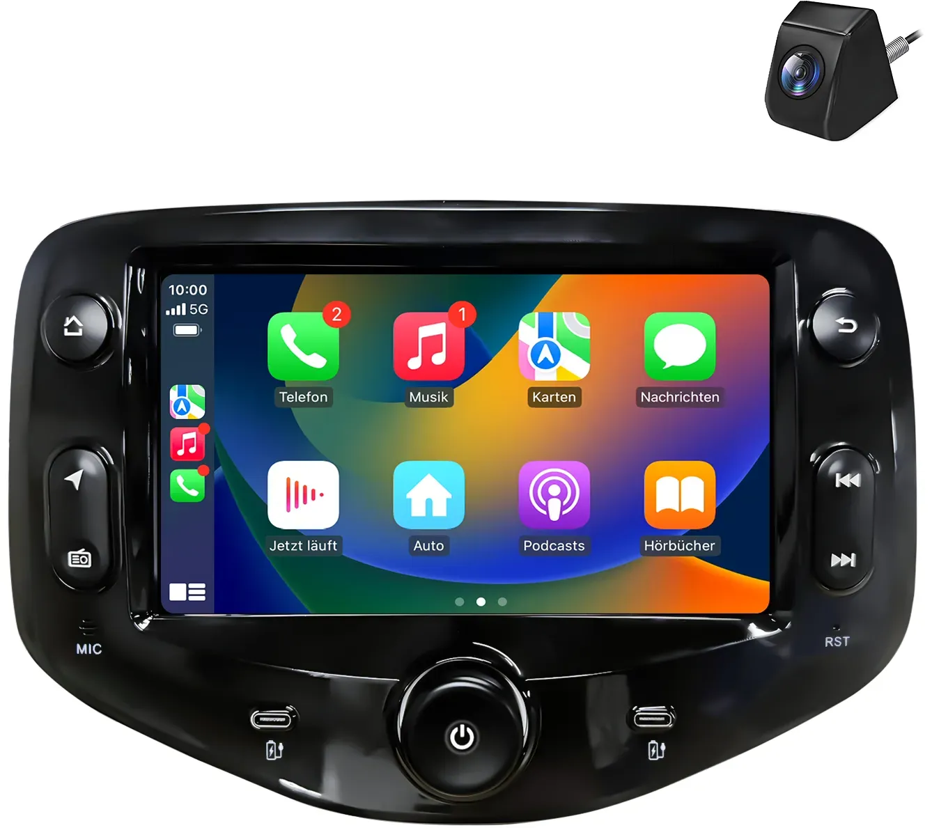 Junsun Radio für Peugeot 108 Citroen C1 Toyota Aygo CarPlay Android Auto Bluetooth - 2+64GB - Mit Rückfahrkamera
