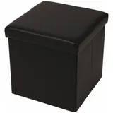 Echtwerk Sitzwürfel mit Stauraum Kunstleder 38 x 38 x 38 cm Schwarz
