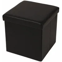 Echtwerk Sitzwürfel mit Stauraum Kunstleder 38 x 38 x 38 cm Schwarz