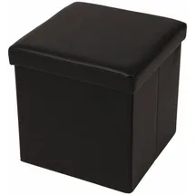 Echtwerk Sitzwürfel mit Stauraum Kunstleder 38 x 38 x 38 cm Schwarz
