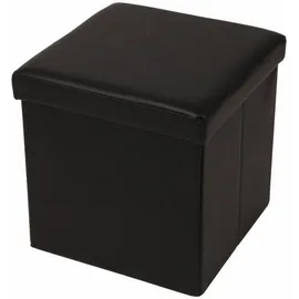 Echtwerk Sitzwürfel mit Stauraum Kunstleder 38 x 38 x 38 cm Schwarz