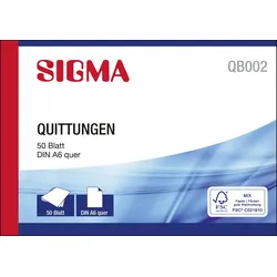 SIGMA QB002 Quittungen, 50 Blatt, A6 quer, 10 Stück