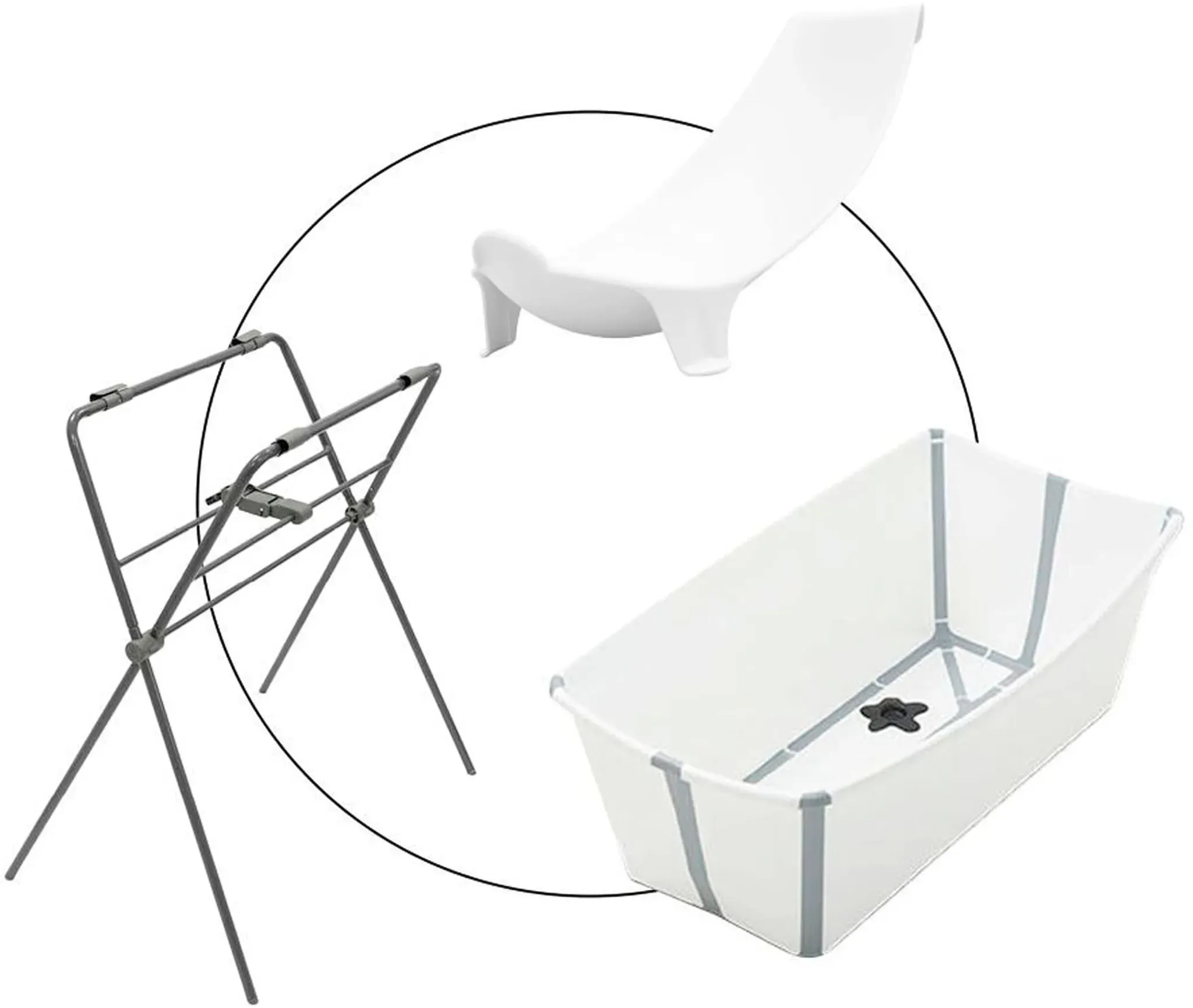 Stokke® FLEXIBATH Badewanne inkl. Badewannensitz Newborn Support und Badewannenständer, weiss