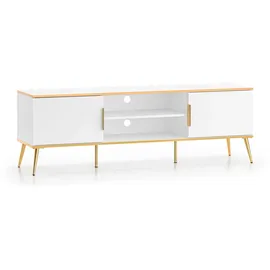 Feldmann-Wohnen Viterbo Lowboard 160x40x53cm Weiß/Gold Holz