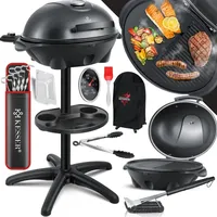 Kesser - Elektrogrill 2in1, elektrischer Tischgrill, Standgrill mit Deckel, max. 2400Watt, Thermometer, Antihaftbeschichtung, xxl Grillplatte,
