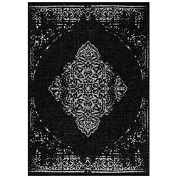 Teppich Outdoor Flachgewebe Vintage-Muster Polypropylen Balkon Schwarz Rechteckig 240x340 | Kadima Design