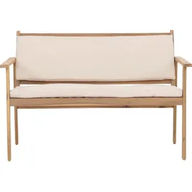 MCW Garten-Garnitur MCW-O19, Lounge-Set Sitzgruppe Bank Sessel Tisch, Holz Akazie MVG Stoff/Textil (180g/m2) ~ Kissen beige