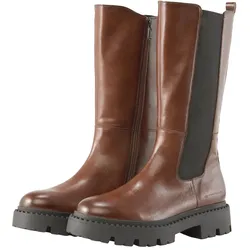 TOM TAILOR Damen Gefütterte Stiefel aus Kunstleder, braun, Uni, Gr. 36