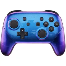 ExtremeRate Grips Case kompatibel mit Nintendo Switch Pro Controller, Glossy DIY-Ersatz Full Gehäuse Frontplatte/Backplate&Griff Hülle Set für Switch Pro Controller-Lila Blau