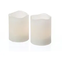 MARELIDA LED Kerzenset Mini Echtwachs flackernd mit Batterien H: 6cm D: 5cm 2St