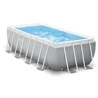 Intex Prism Frame Pool Set, rechteckig, hellgrau, inkl. Filterpumpe, 400x200x122cm