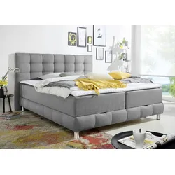 Boxbett INOSIGN "Vaasa", grau, B:174cm L:230cm, Komplettbetten, inkl. Bettkasten & Topper, XXL-Ausführung, Überlänge 220 cm