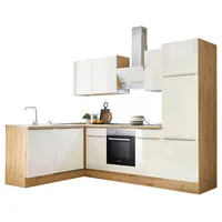 Respekta Winkelküche L-Form 280 cm Weiß Artisan Eiche