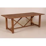Casa Padrino Teak Esstisch Holzfarben 220 x 100 cm - Landhaus Stil Tisch Teakholz - Braun