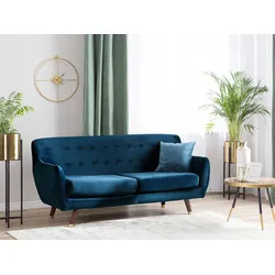 3-Sitzer Sofa Samtstoff marineblau BODO