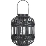 Beliani Laterne Bambusholz 30 cm Tragegriff schwarz