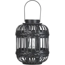Beliani Laterne Bambusholz 30 cm Tragegriff schwarz