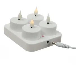 MARELIDA LED Teelichter mit Ladestation wiederaufladbar D: 4cm Flackernd Weiß