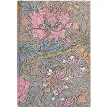 Paperblanks 12-Monatskalender 2025, Morris Heckenkirsche in Pink, Mini, Tagesüberblick, Elastikband-Verschluss