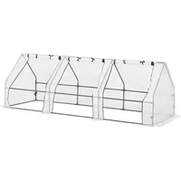 Gewächshaus Mit 3 Rollfenster, Pe-gitterfolie, Foliengewächshaus Aus Stahl, Treibhaus Für Balkon, Garten, Tomatenhaus 270x90x90cm, Tomatengewächshaus Für Gemüse, Blumen, Pflanzen, Weiß