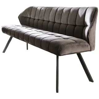 Vintagehaus Esstischbank Polsterbank Raster Anthrazit Samt 180 cm
