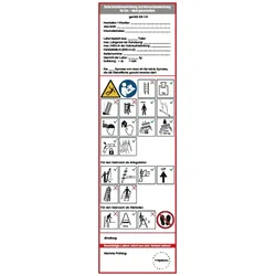Grundplakette, Ein- und Mehrgelenkleitern, Folie, 225 x 65 mm - gem. EN 131 - 65x225 mm Folie selbstklebend