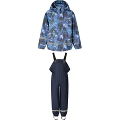 Regenanzug ZIGZAG "Kaspar", Kinder, Gr. 128, dunkelblau, blau, 100% Polyester, bedruckt, Sportanzüge Regenanzug, wasserdicht