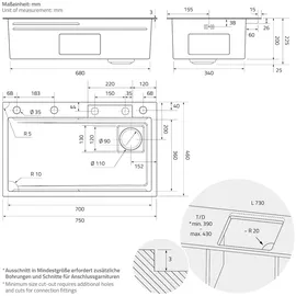 ML-Design Spülbecken Edelstahl 75x46 cm Anthrazit Rechteckig,