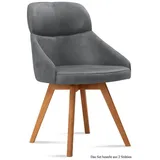 58 aufm Kessel Esszimmerstuhl Küchenstuhl (2er-Set) Donna 52x82x63 Eiche geölt/Marsala (Lieferung bis Verwendungsstelle, 2 St), Stabiles Gestell aus Massivholz pflegeleichter Bezug aus Microfaser grau
