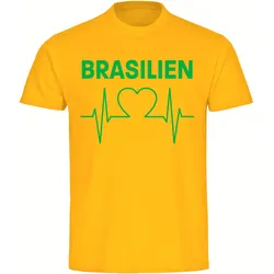 multifanshop Kinder T-Shirt - Brasilien - Herzschlag - Druck grün - Kind