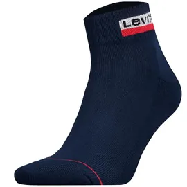 Levi's Unisex 2er Pack Sportsocken - Mid Cut SPRTWR, Logo, einfarbig Blau 39-42