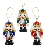 sigro Holz Nussknacker 3er Set zum Anhängen Weihnachtsfigur Baumbehang