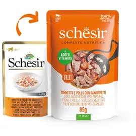 Schesir Jelly Adult Thunfisch und Huhn mit Garnelen 12 x 85 g