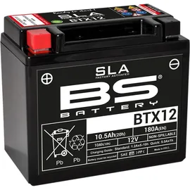 BS Battery 300680 BTX12 AGM SLA, Motorrad Batterie, Schwarz