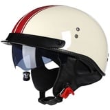 Smilfree Motorrad Halbhelm Retro Motorradhelm Halbschalenhelm mit ECE Rollerhelm Cruiser Chopper Erwachsene Herren Damen Motorrad Jethelm mit Visier