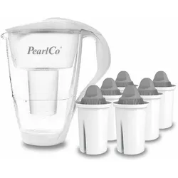 PearlCo Glas-Wasserfilter weiß inkl. 6 Protect+ Filterkartuschen