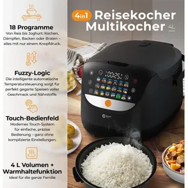 Balter MK-01 Reiskocher Multikocher mit 18 Programme, 4L Rice Cooker mit Fuzzy-Logic, Dampfgarer