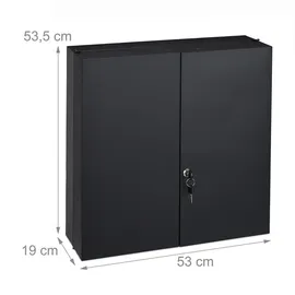 Relaxdays Medizinschrank XXL, abschließbar, 11 Fächer, Stahl, HBT: 53,5x53x19 cm, Medikamentenschrank 2-türig, anthrazit