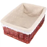 LABRIMP Weidenkorb für Vielseitige Nutzung im Daisy Stil Brauner 35x25x14cm aus Korbweide Großer Aufbewahrungskorb mit Henkel für Küche und Kleiderschrank