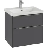 Villeroy & Boch Subway 3.0 Waschtischunterschrank C57600VN WTUS 00 622x576x462mm 2 Auszüge, ohne LED/Griff Aluminium glänzend, cashmere grey